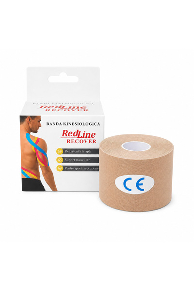 Redline Banda Kinesiologica Recover Bej, impermeabila, fara latex, 5 cm x 5 m