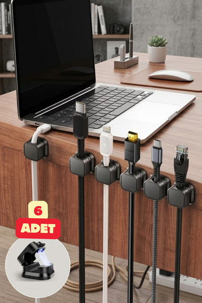 Vekorr 6 Pieces Magnetic Cable Holder Self-Adhesive Home Office Furniture Org...