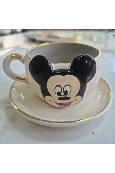 BSK Ceramics Handmade Mickey Mouse Çay Fincanı Gri