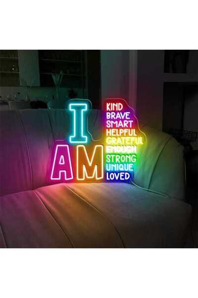 Slasa I Am Kind LED Neon Sign with 6mm Acrylic Base, Classroom Teacher Wall D...