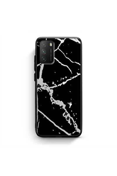 Other Xiaomi Poco M3 Marble Cream Cracks Black Glossy Θήκη