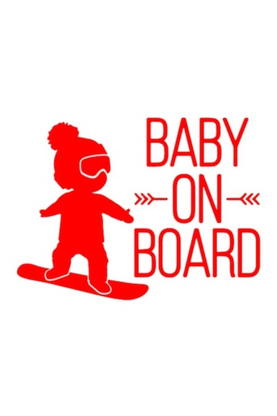 OEM Autocolant decorativ auto  "BEBE LA BORD ", skateboard, 10cm, Roșu