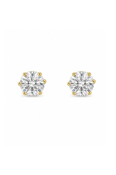 Bijuteria SORELLY Cercei placați cu aur de 14k cu piatră solitară de 4mm