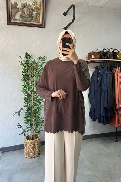 Tığ Triko Oversize Tunic Brown