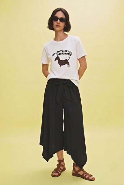 Shopping Shop Asymmetrical Wide Leg Trousers Black