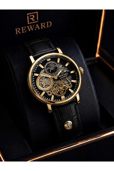 Reward Automatic Special Premium Leather Cord Men's Wristwatch 5 Atm Water Re...
