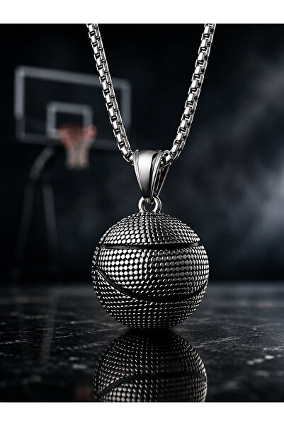 voyageaccessory Stainless Steel Basketball Ball Design Necklace