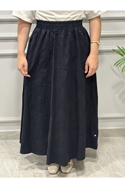 ALANURMODA 3444 تنورة ذات نقش ذاتي باللون الأسود