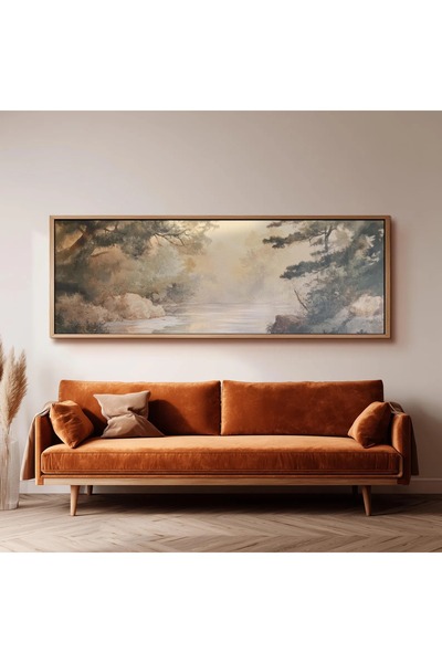 dekorodam Ahşap Çerçeveli Panoramik Oturma Odası Salon Tablosu