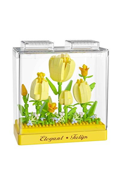PopŞeker Tulip Building Blocks (295 Pieces) |   Decorative Flower Set with Be...
