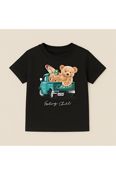SVART WEAR Teddy Bear Printed Crew Neck Cotton Short Sleeve Kids & Youth T-Shirt