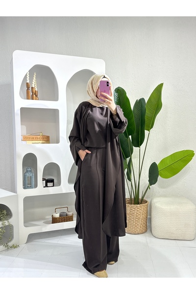 STİLSEN ÜÇLÜ KREP ABAYA TAKIM