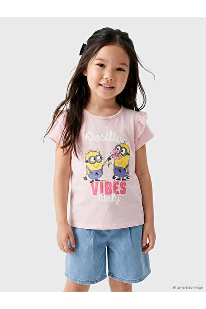 LC Waikiki Lcw Kids Pink Minions Printed Girls' T-Shirt