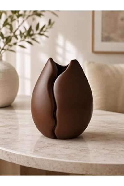 Yıldızan 3K_Store Coffee Bean Design Decorative Vase, Brown, Matte Finish, 15...