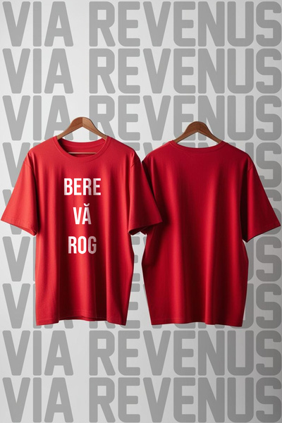 Vordevia Bere Vă Rog Printed Wide Fit 100% Cotton Tshirt