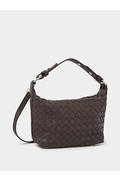Styli Brown Woven Crossbody Bag