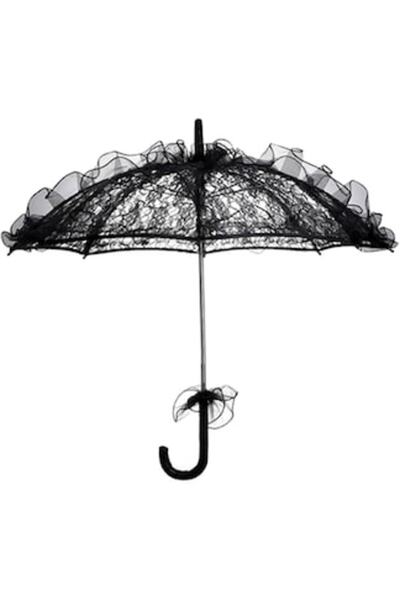 PRAVALIA CU SURPRIZE Umbrelă elegantă din dantelă GOTHIC CHARM, Negru