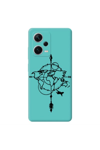 Other Xiaomi Poco X5 Old Map Turquoise Colored Silicone TPU Θήκη