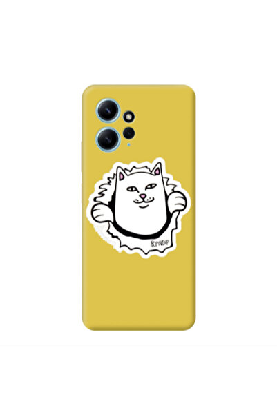 Other Xiaomi Redmi Note 12 4G White cat Yellow Colored Silicone TPU Θήκη