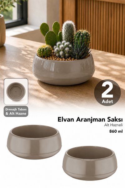 Meleni Home 2'li Aranjman Dekoratif Saksı - Drenajlı Balkon Salon Bitki Çiçek...