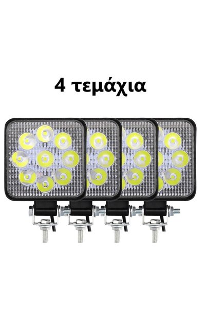 OEM LED αδιάβροχος τετράγωνος προβολέας 27W 12-24V 2300LM 6500K IP67 4-Τεμάχι...
