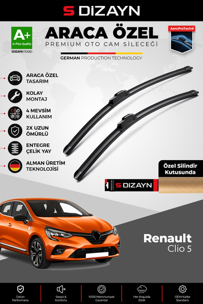 S Dizayn S-Dizayn Renault Clio 5 HB Ön Cam Silecek Seti 2019-2025 Premium Ara...