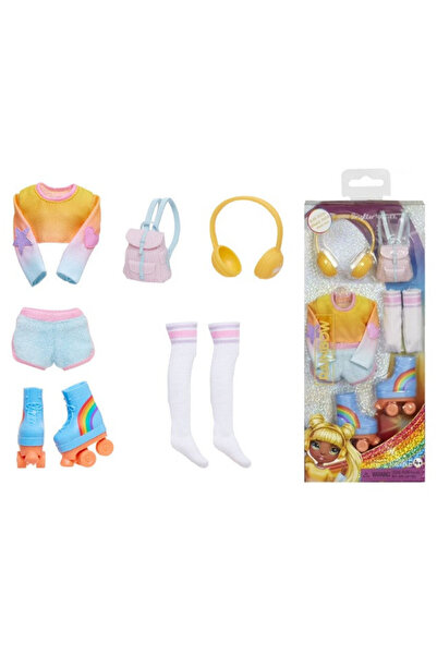 MGA Set Rainbow High Fashion Pack - Skate Social, costum complet, role, 28cm