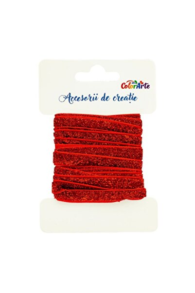 MC Micostore Accesorii creatie - panglica decorativa, rosie cu sclipici, 1cm ...