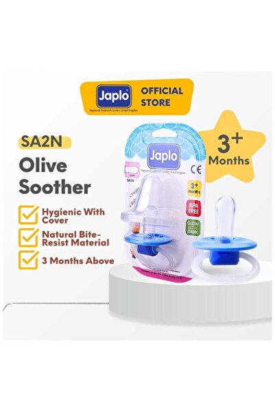 Japlo لهاية أطفال SA2N Olive مع غطاء مصنوعة من السيليكون السائل النقي ومناسبة للأطفال من عمر 3 أشهر فما فوق