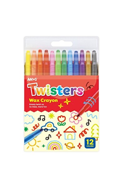 MC Micostore Amos Twister RC12PST κηρομπογιές, 12 χρώματα, σε blister από PVC