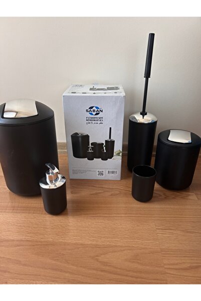 Saban 5-Piece Bathroom Set Black