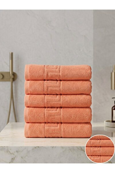 Truva Home Top Bottom Set of 5 Greek Hotel Bath Towels | 50x90 cm | 100% Turk...