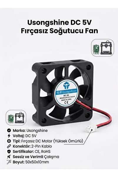 Duen 50x50x10mm Hotend Fan DC 5V 3d Printer Creality Ender 3 Pro V2 uyumludur
