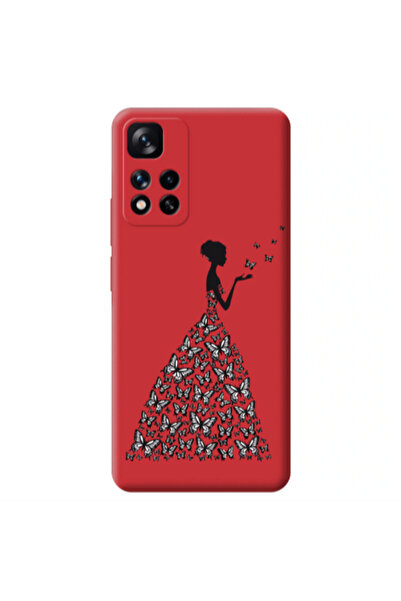 Other Xiaomi Redmi Note 11 Pro 5G Butterfly Girl Red Colored Silicone TPU Θήκη