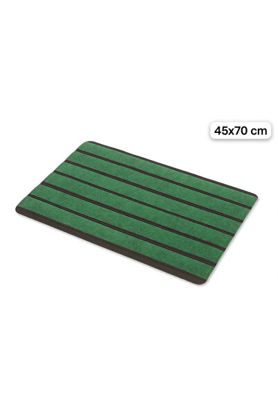 ANUTYA HOME Delta CC008A Yeşil Çizgili Kaymaz Taban Su Geçirmez Yıkanabilir K...