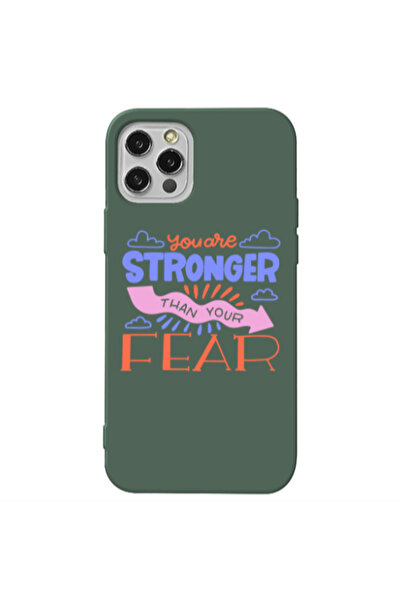 Other Apple iPhone 12 Pro Max You are Stronger Dark Green Colored Silicone TP...