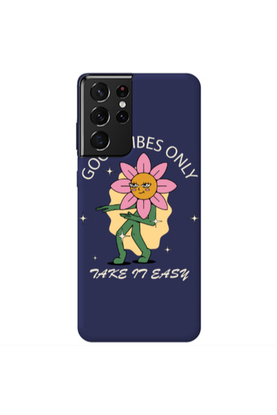Other Samsung S21 Ultra Good Vibes Only Dark blue Colored Silicone TPU Θήκη