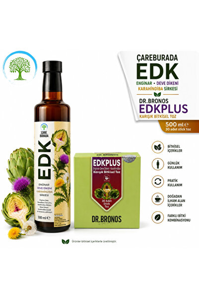 Çare Burada ÇareBurada EDK Sirke 500 ml & Dr. Bronos EDK Bitkisel Toz 30 Stic...