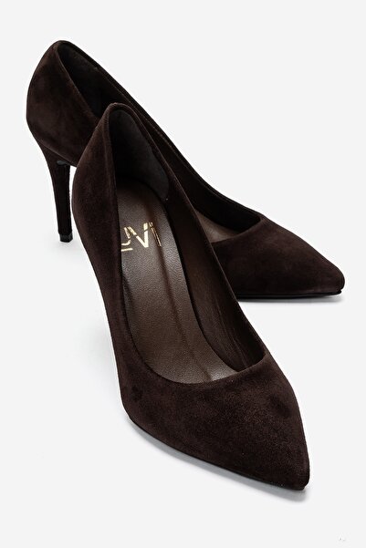 LuviShoes Moriel Brown Suede Genuine Leather Women's Heeled Shoes