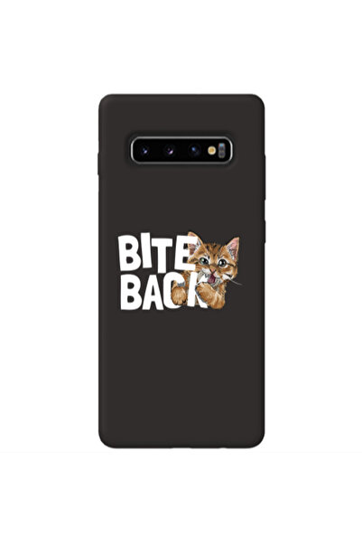Other Samsung S10 bitte back cat Black Colored Silicone TPU Θήκη