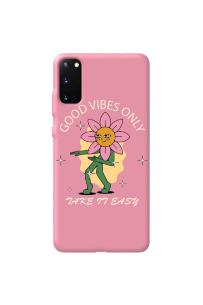 Other Samsung S20 Good Vibes Only Pink Colored Silicone TPU Θήκη
