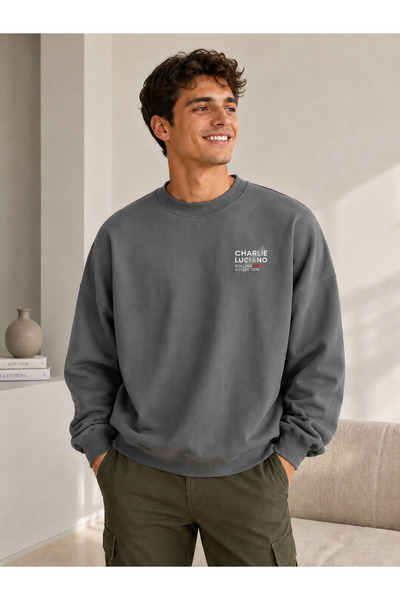 caddekombin Unisex Charlie Luciano Printed Crew Neck Sweatshirt