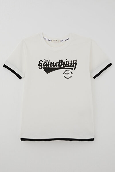 Breeze Boy's Short Sleeve Layered T-Shirt with Embossed Lettering Print, Ages...