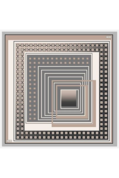 Levidor Gray Square Patterned Twill Silk Scarf