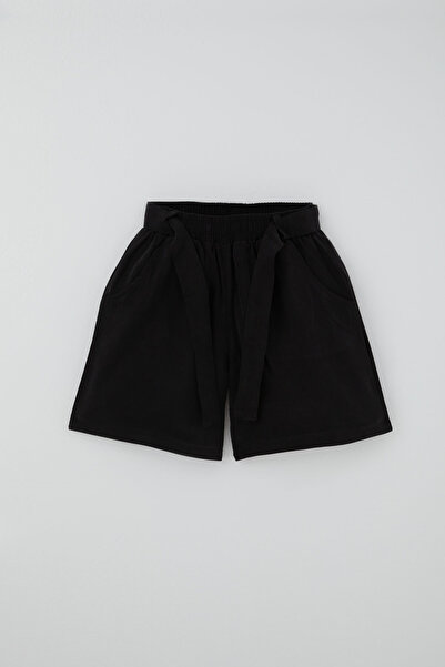 Breeze Girl's Shorts with Belt, Elastic Waist and Pockets, Ages 9-14, Black