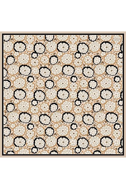 Levidor Black Daisy Pattern Sura Silk Scarf