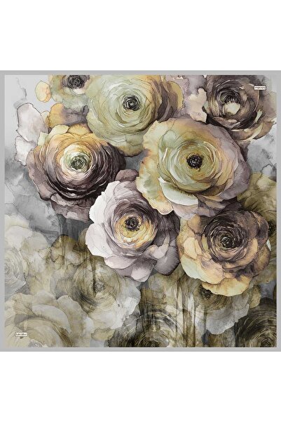 Levidor Gray Rose Pattern Sura Silk Scarf