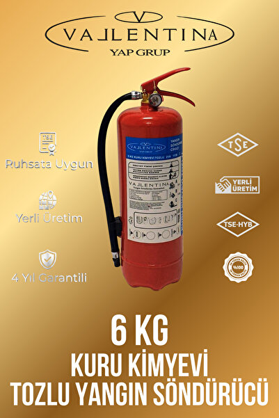 VALLENTİNA 6 Kg Kuru Kimyevi Tozlu Yangın Söndürme Tüpü TSE-HYB/CE BELGELİ 4 ...