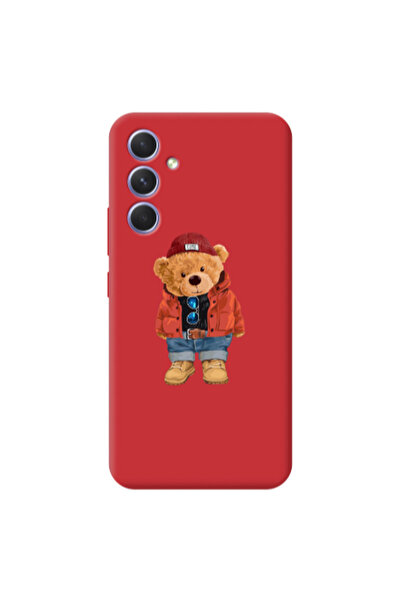 Other Samsung A56 Bear in a hat Red Colored Silicone TPU Θήκη