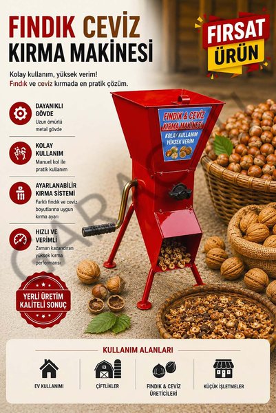 garaccu Fındık Ceviz Kırma Makinesi - Büyüklüğe Göre Ayarlanabilir Kırma Meka...